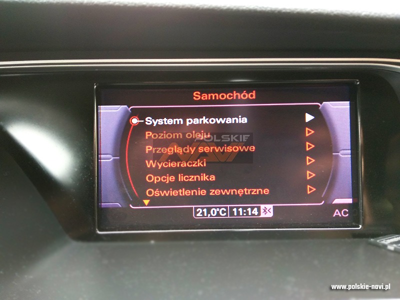 Audi MMI 3G BASIC Tłumaczenie nawigacji - Polskie menu